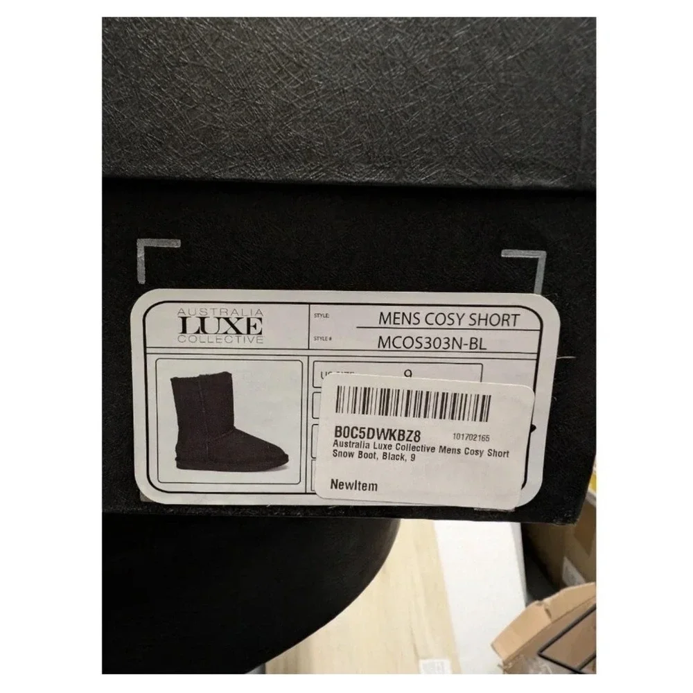 Australia Luxe Collective Boots Mens Size 13 Black‎ Sheepskin Cosy Short Snow